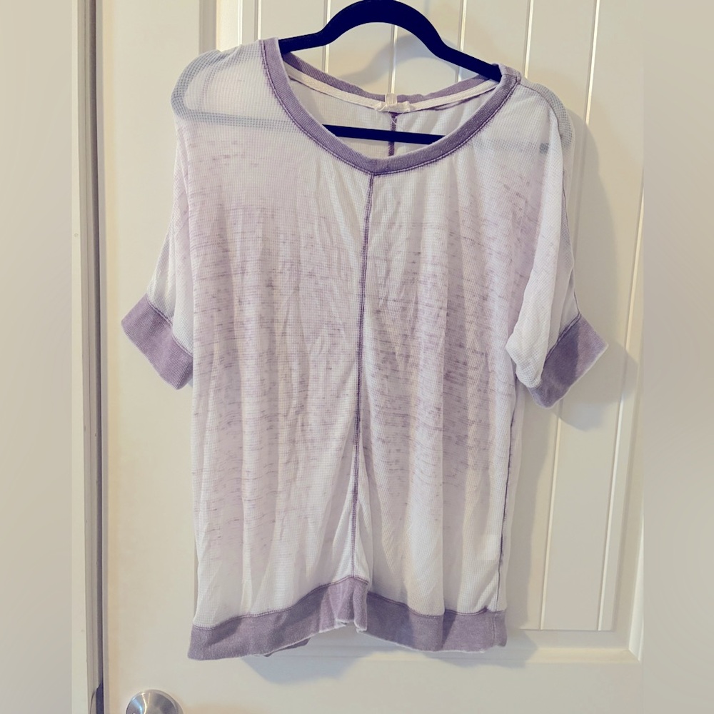Lavender Oversized Free People Inspired Waffle Knit Top